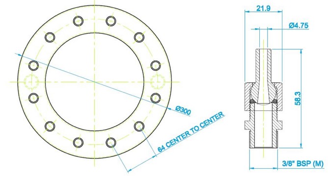 300mm Spray Ring & Nozzle