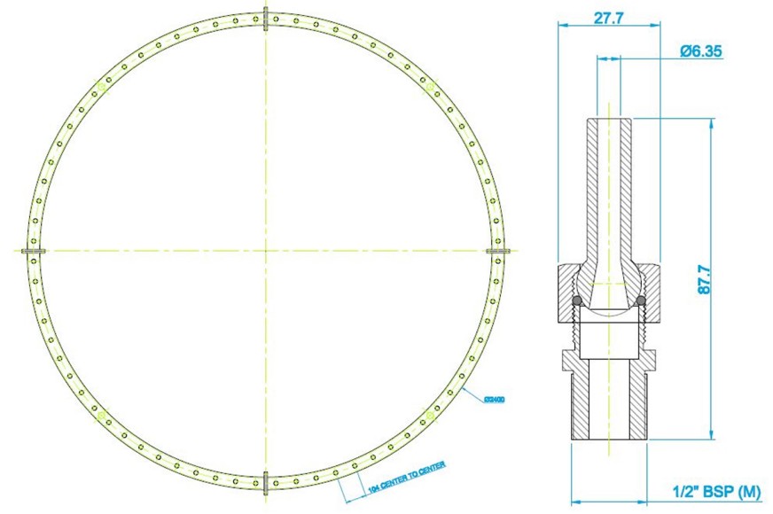 2400mm Spray Ring & Nozzle