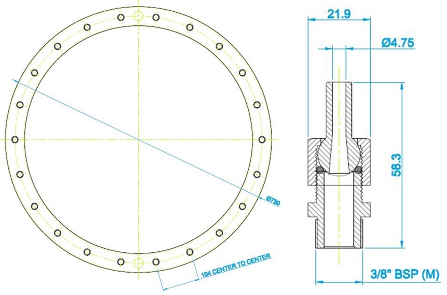 750mm Spray Ring & Nozzle