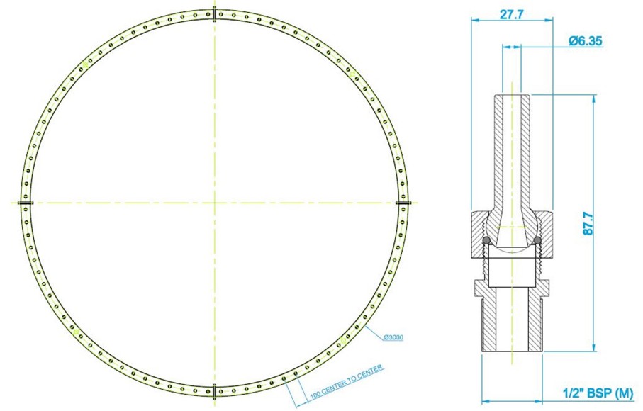 3000mm Spray Ring & Nozzle