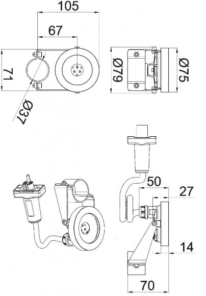 Profilux 350 LED Spotlight Dimensions